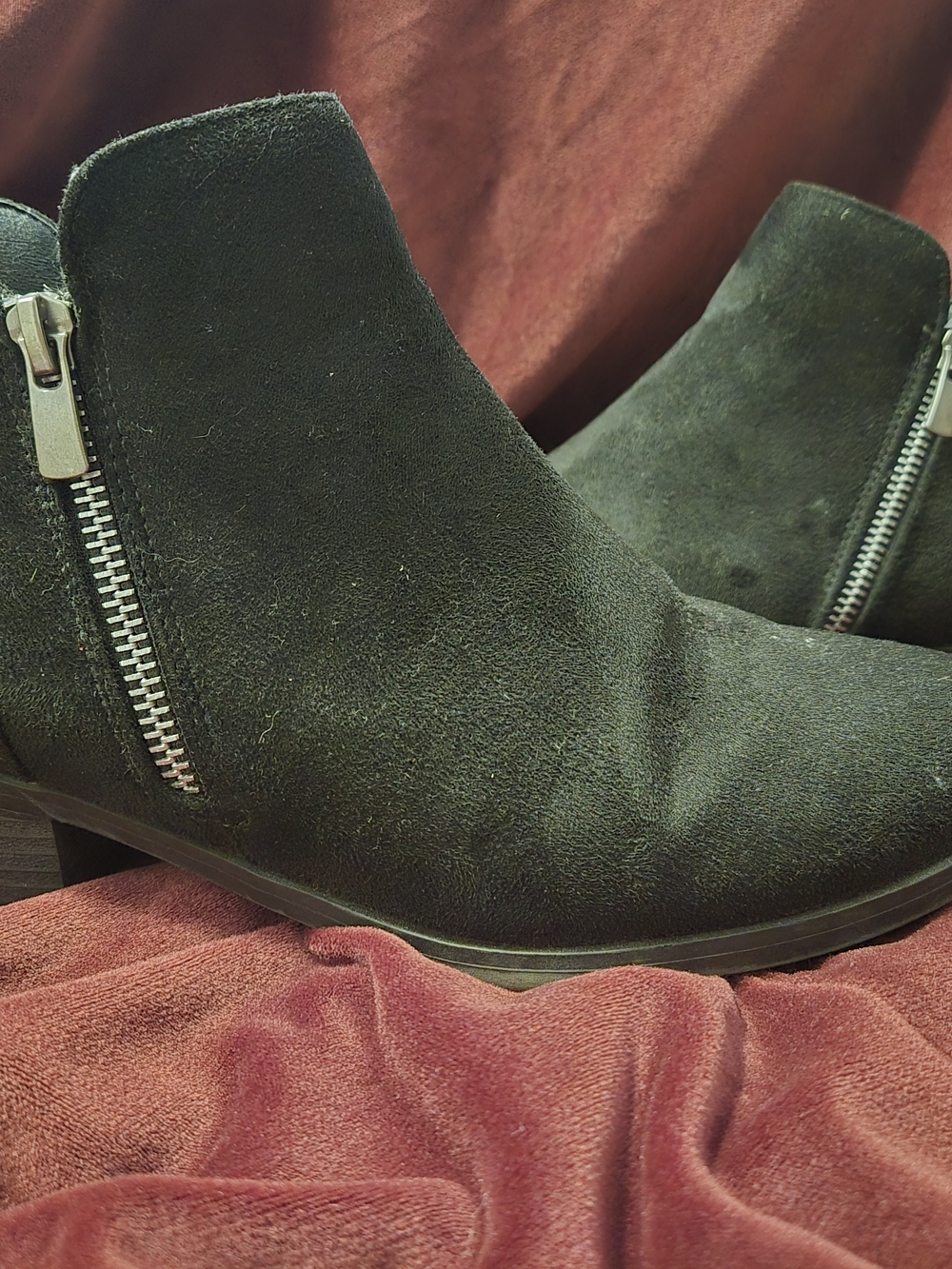 Black Suede Ankle Booties with Side Zipper 9m
